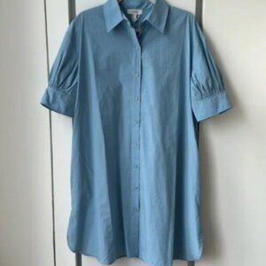 NWT COS Gathered-Sleeve Shirt Dress - Stone Blue